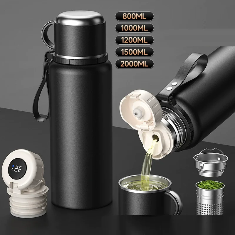

Stainless Steel Thermos Vacuum Hot Water Flask Large Capacity Smart Thermos Water Bottle Temperature Display Insulated Mug Cup