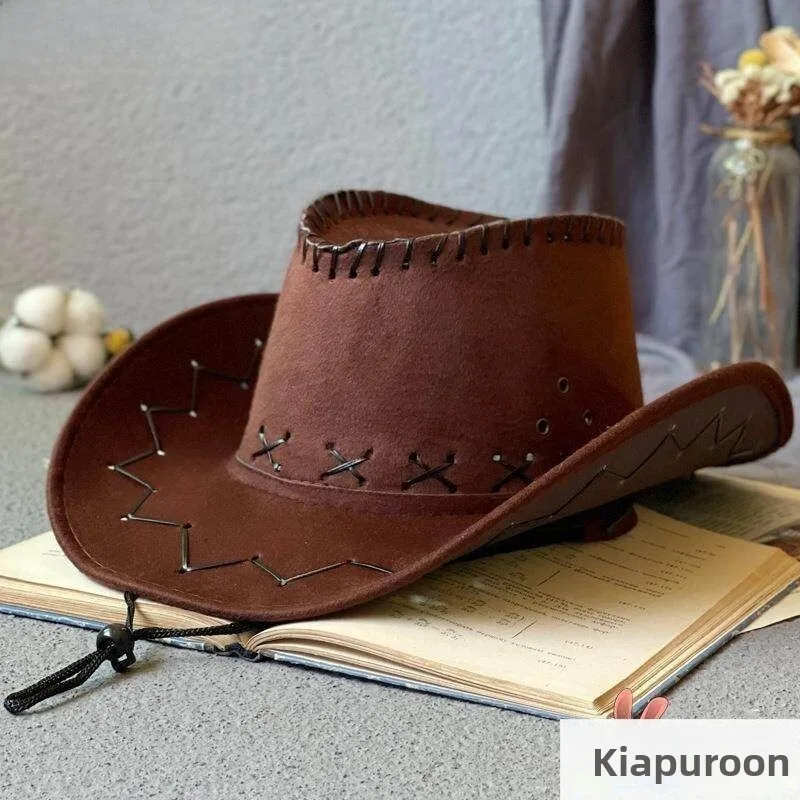 

Women's Western Cowboy Hat Riding Hat Outdoor Travel Photography Sunshade Knight Cap Tibetan Large Brim Jazz Hat