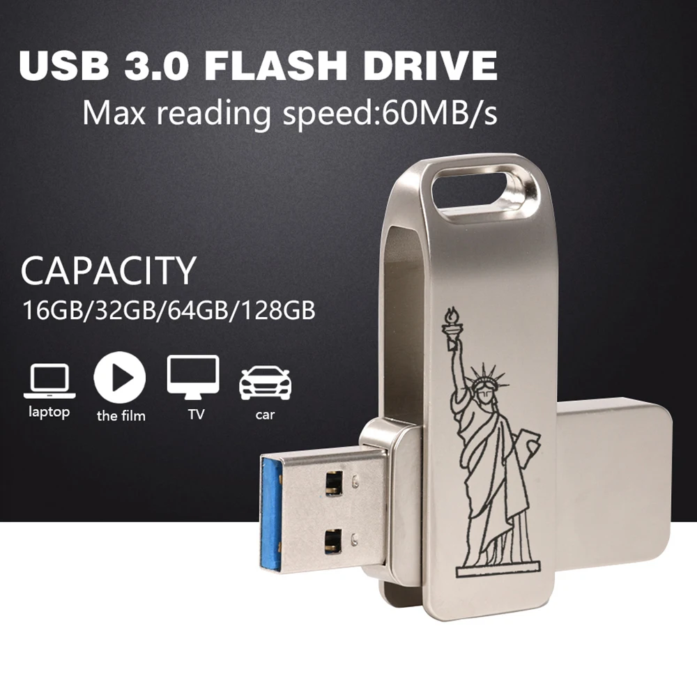 Оригинальный высокоскоростной флеш-накопитель USB 128 объемом 3,0 Гб, металлический флеш-накопитель объемом 64 ГБ, Бесплатная Цепочка для ключей, переносное хранилище памяти, U-диск