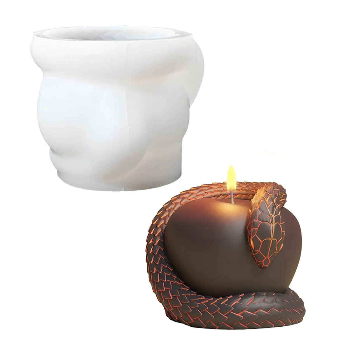 

SSR Halloween Silicone Molds, Snake Candle Molds, 3D Taboo Resin Mold for Scented Candles, Soaps, Wax