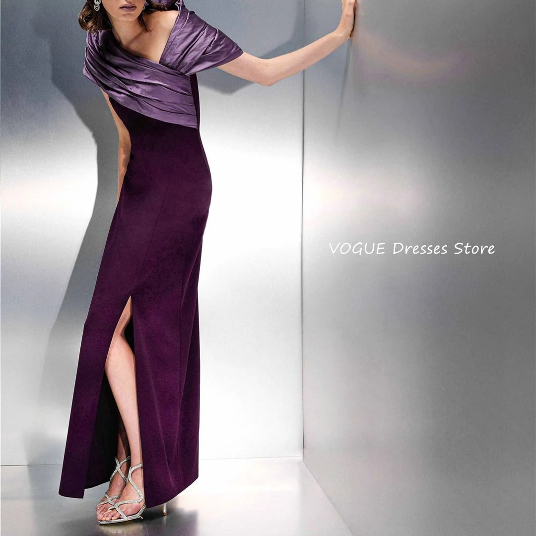 

Splicing Purple Prom Dresses Mermaid Slit Evening Dress Wedding Guest Dress robes de soirée платье вечернее فساتين سهرات