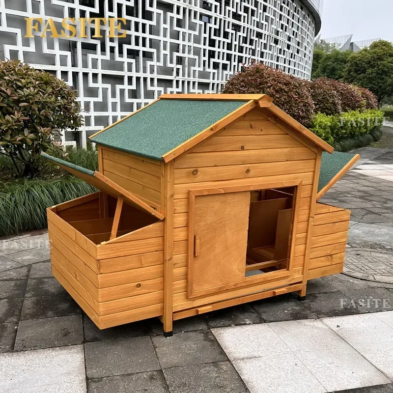 For Large Outdoor Wooden Chicken Coop Duck Rabbit Cage Weatherproof Nest House Sun Rain Protection Spacious Poultry Hutch