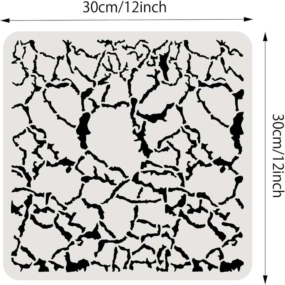 Crackle Drawing Stencils, 12x12inch Irregular Crack Texture Painting Templates for Scrapbooking Card Making, Wall Floor Art