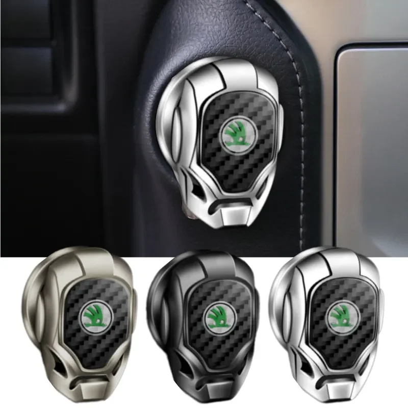 Car Engine Ignition Start Stop Button Cover Sticcker for Skoda Logo Octavia Kamiq Fabia Superb Rapid Yeti Karoq Kodiaq GT Kodiak