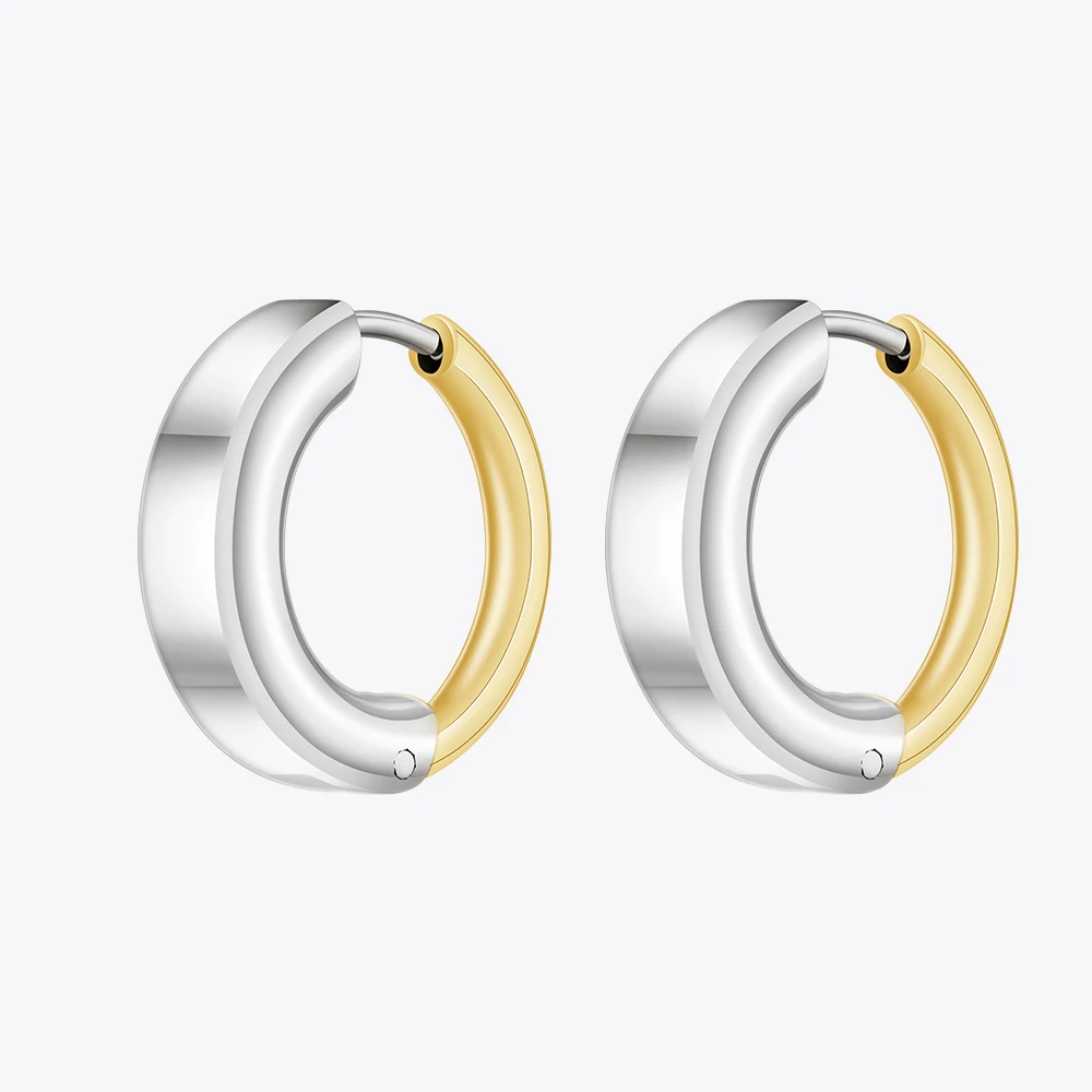 ENFASHION Two-Tone Hoop Earrings Gold Color Pendientes New In Hoop Earrings For Women Simple Office Fashion Jewelry  E231496