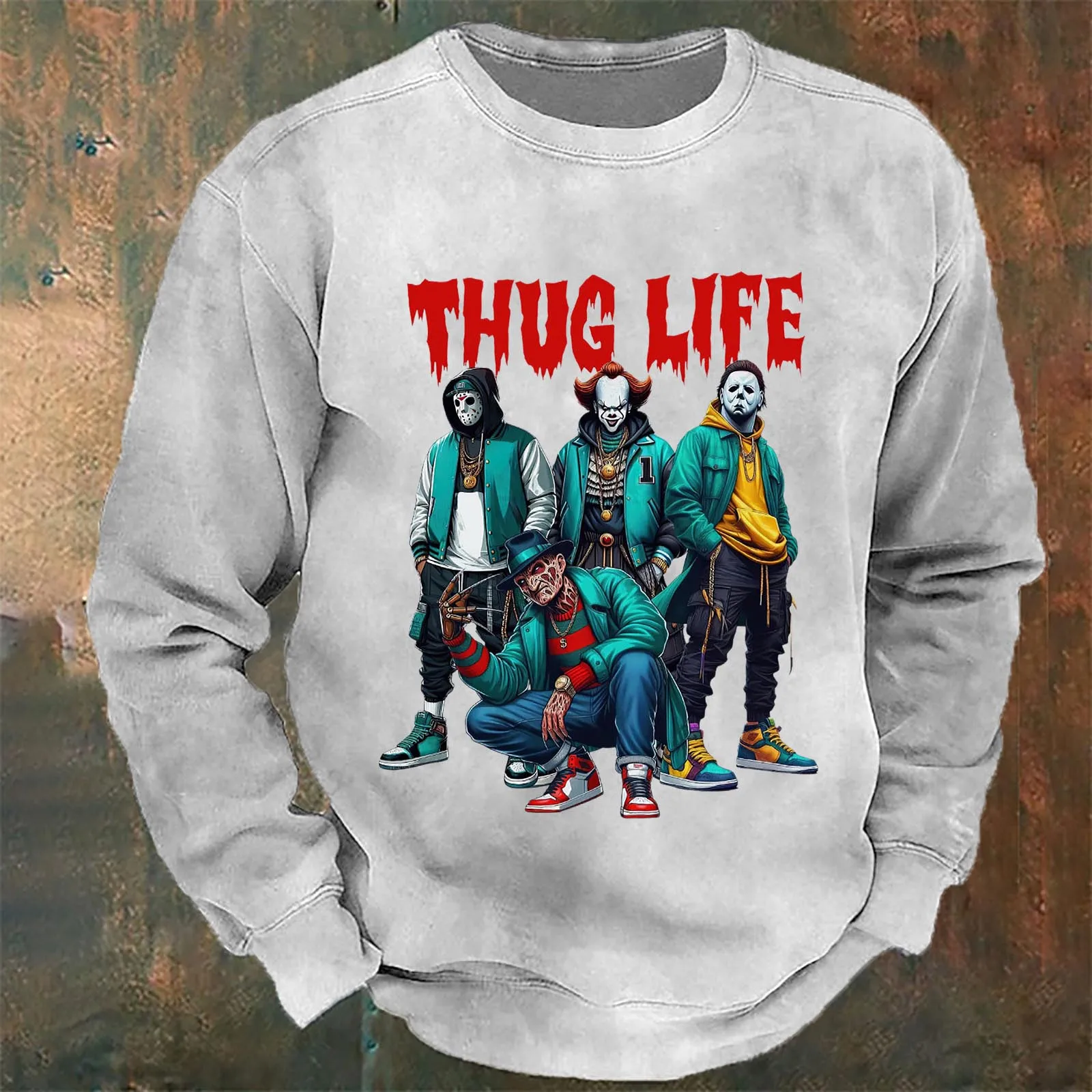 Horror Role Thug Life treino para homens, moletons gráficos, Hoodie Y2K extragrande, American Vintage Halloween Jumpers, Novo