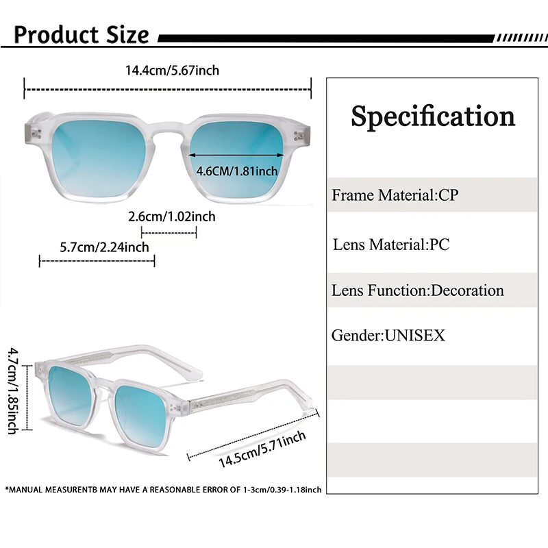 CATERSIDE Modische Trendige Eckige Sonnenbrille für Männer und Frauen mit Kern-Einsatz-Bügel Luxusmarke Sonnenbrillen für Reisen, Strand, Party, Festival, Geschenke – Detail 4