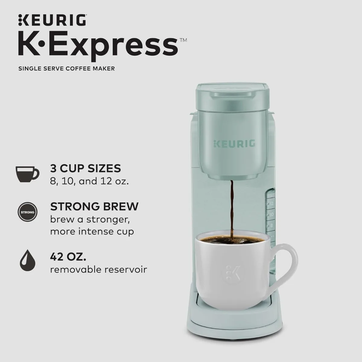 Keurig-cafetera k-express de un solo servicio, cafetera k-cup Pod, color menta