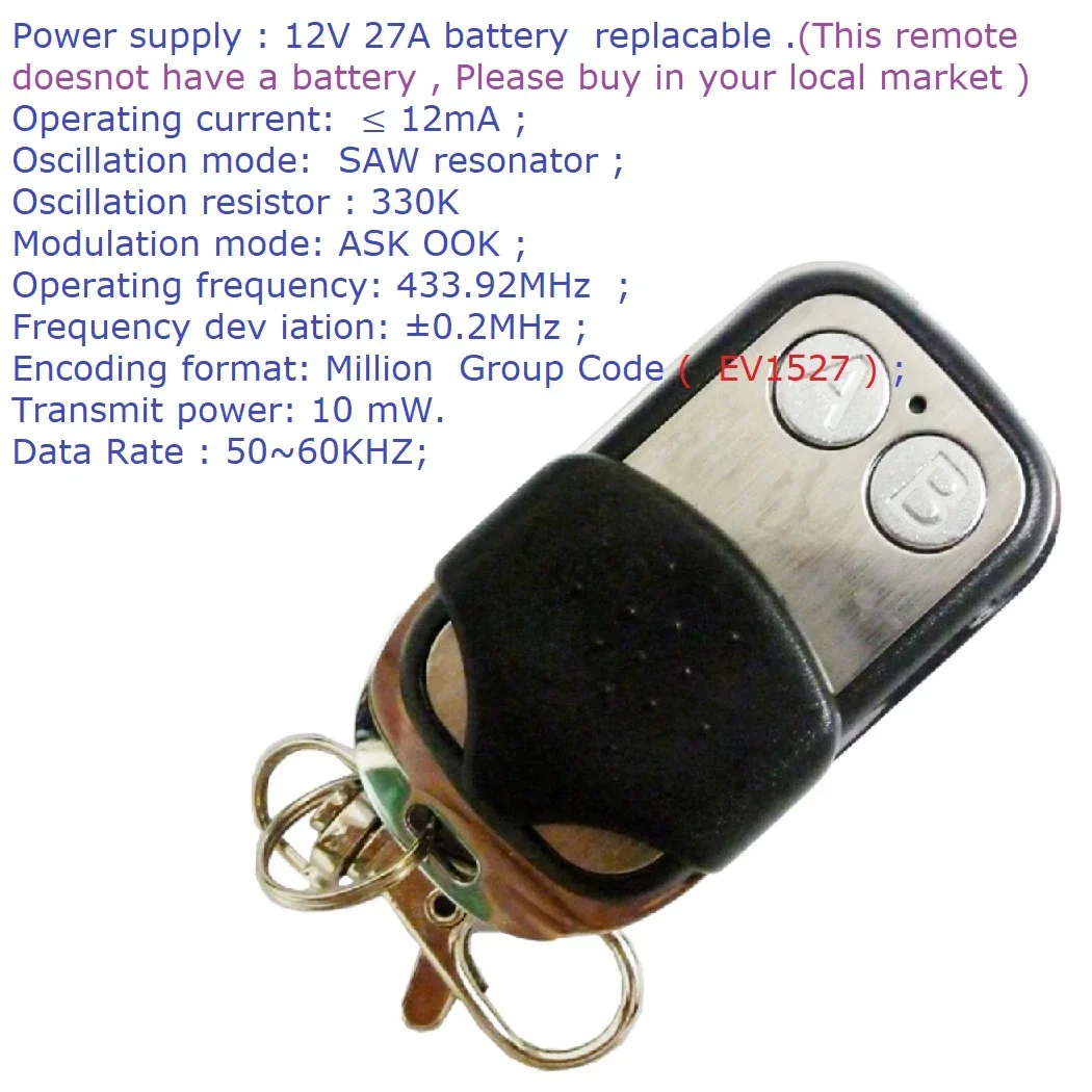 ASK OOK Modulo di decodifica del telecomando 3.3V 3.7V 5V RFCE001 Mini 433M 2CH EV1527 PT2262 2264 Apprendimento del telecomando Codice fisso