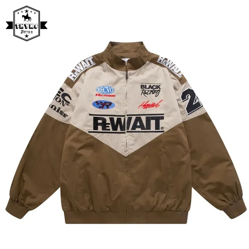 

Mens Jacket New American Retro High Street Motorcycle Uniform Loose Embroidered Bomber Jackets for Men Streetwear Men Clothing