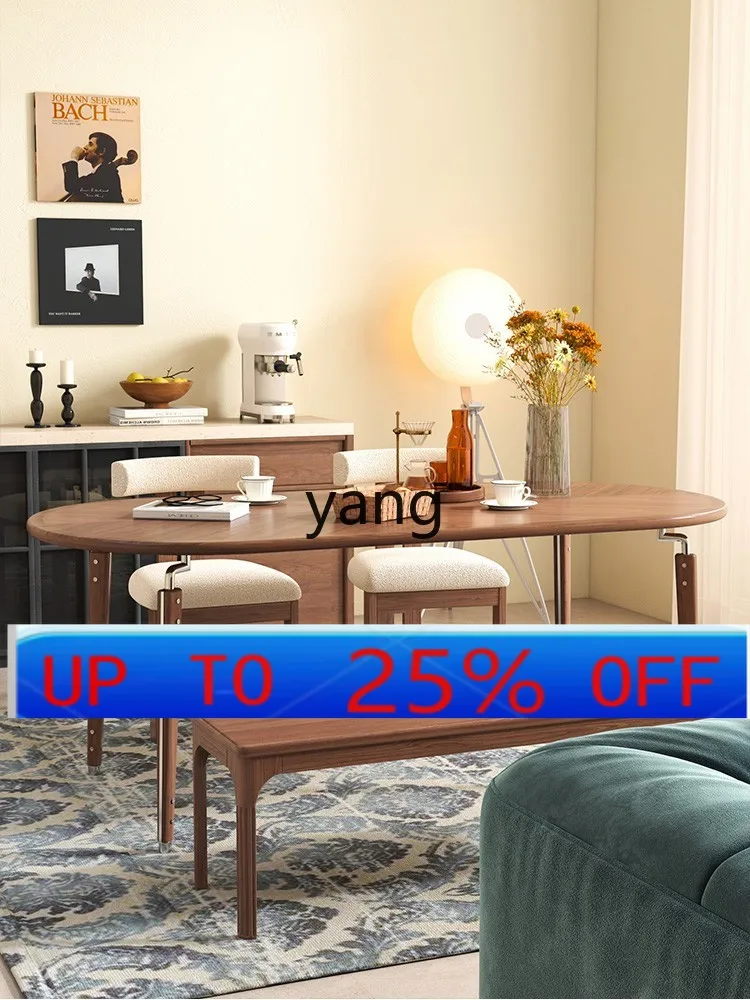 

LMM black walnut solid wood home modern simple large board desk oval dining table