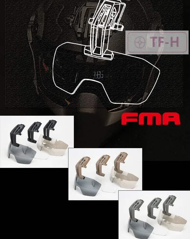 FMA Tactical Antifog 3mm Lens Helmet Shroud Mount Batlskin Visor Fixed Arm Wind Goggles for Caiman Helmet Clear/BK/Slivery Lens