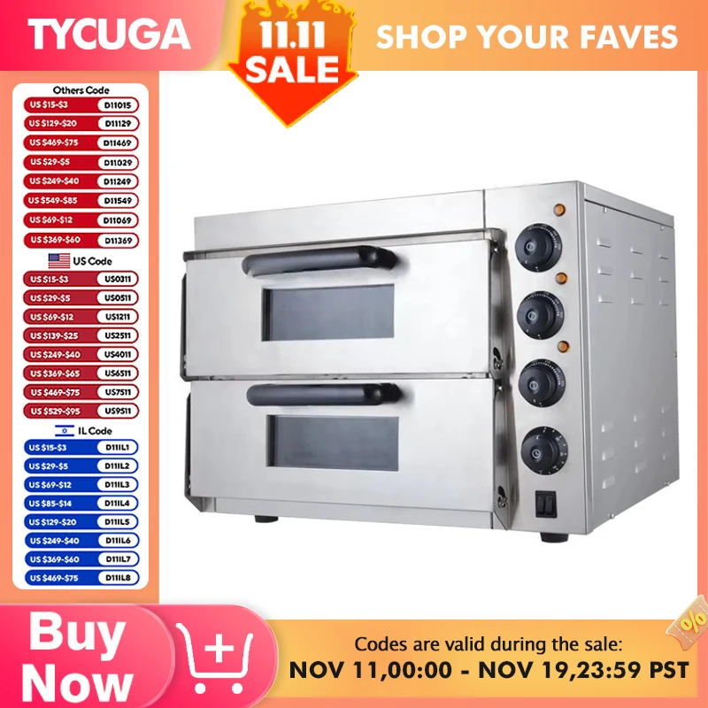 Двухслойная электрическая духовка из нержавеющей стали, большая коммерческая печь для выпечки хлеба/пиццы, оборудование для выпечки пиццы, коммерческое оборудование