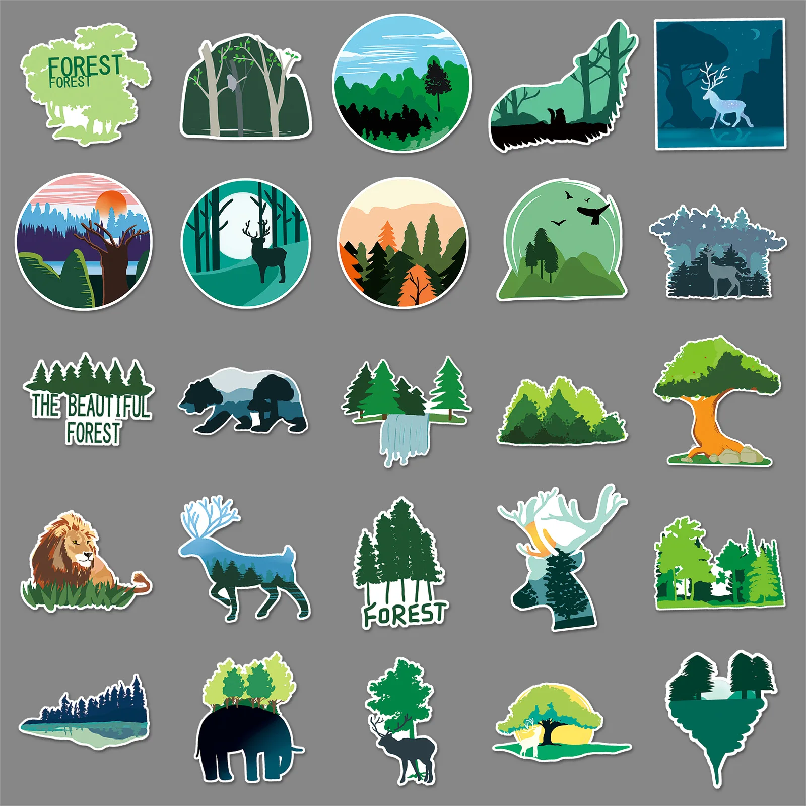 50Pcs Cartoon Forest Series Graffiti Stickers Suitable for Laptop Helmets Desktop Decoration DIY Stickers Toys Wholesale