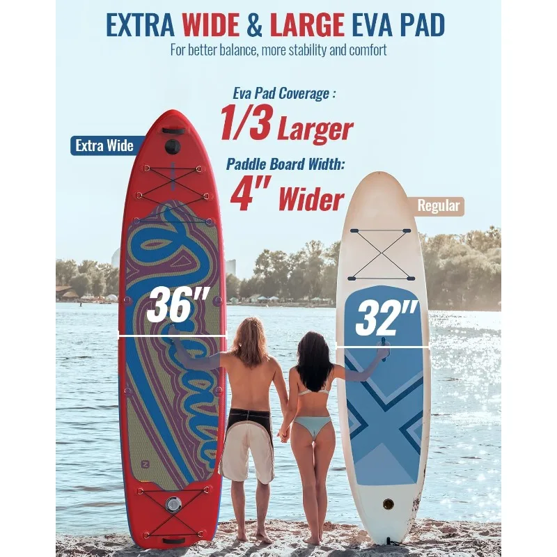 Paddle Boards for Family, 12' Inflatable Stand Up Paddle Board with Kayak Conversion Kit