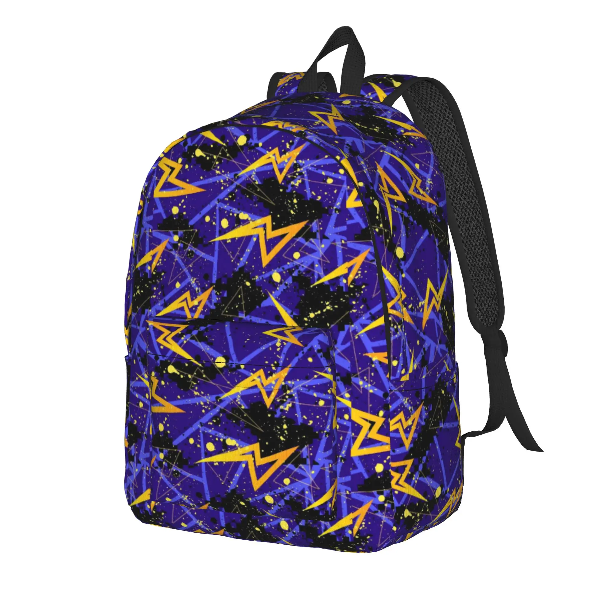Vibrant Folk Abstract Backpack Male  Soft Backpacks Polyester Leisure High School Bags Outdoor Custom Rucksack