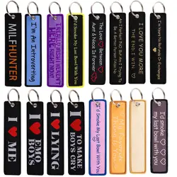 I LOVE ME Embroidery Key Fobs Letter Key Tag Novelty Keychains for Women Keyring Accessories Backpack Chaveiro Toys Gift