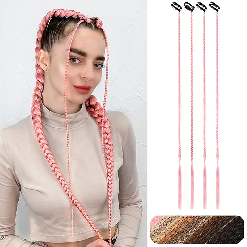 Braid Hair Extensions, Clip in Hair Extensions Baby Braids Front Side Bang Curtain Bang Long Braided Hair