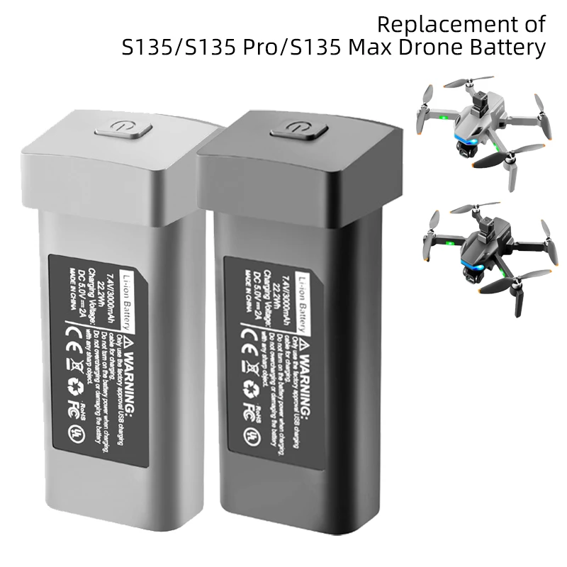 

S135 Pro Max Drone Battery 7.4V 3000mAh Li-polymer Replacement Cells for S135 / S135Pro / S135Max Drone Accessories Parts