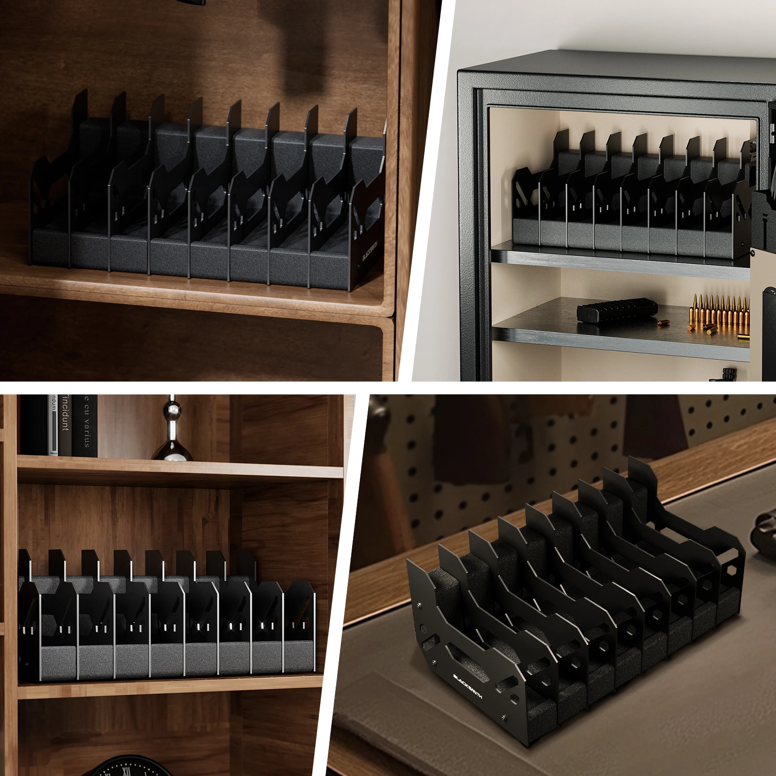 Blacksmith 4/5/6 Slots Pistol Holder Gun Rack Handgun Stand Holder for Space Saving Home Storage Organizer Display