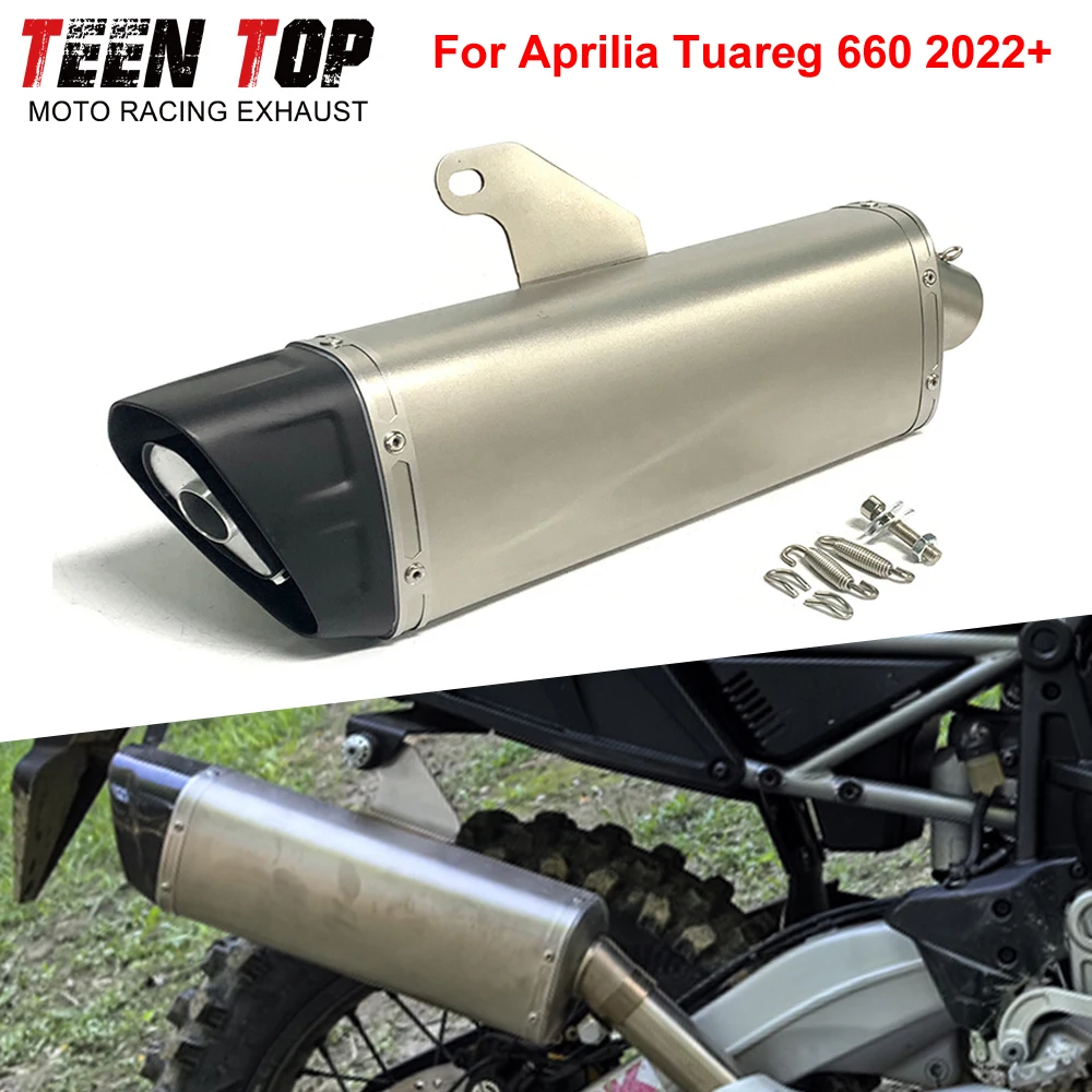 For Aprilia Tuareg 660 Exhaust Muffler Stainless Steel Motorcycle Exhaust System 48mm Muffler Tuareg 660 2022+ Connect Tube