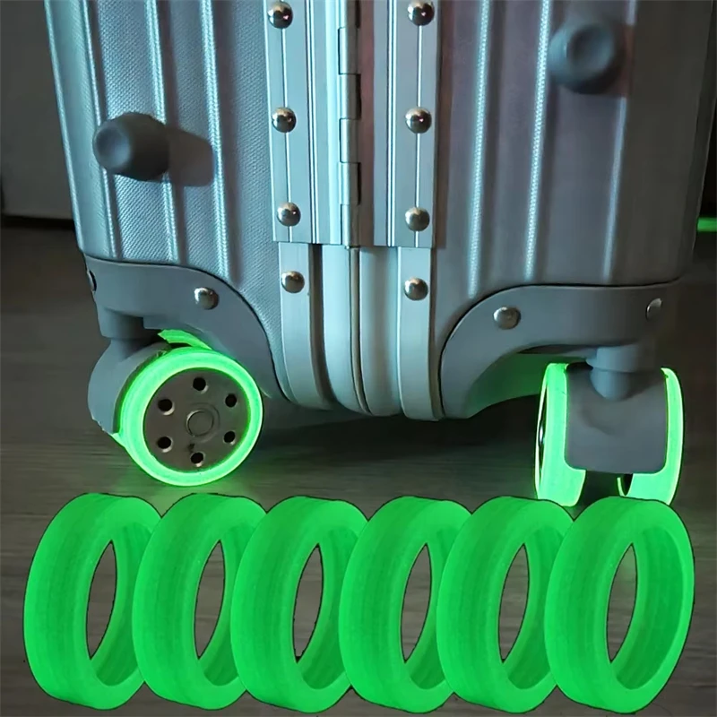4-20Pcs Luminous Luggage Wheels Protector Silicone Noise Wheels Guard Cover Luggage Accessories Suitcase Wheels Protection Cover