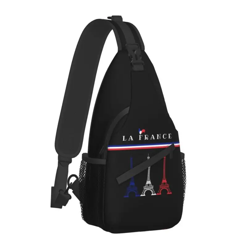 Personalizado la frança bandeira sling saco para homens fresco francês torre eiffel ombro peito crossbody mochila viagem caminhadas daypack