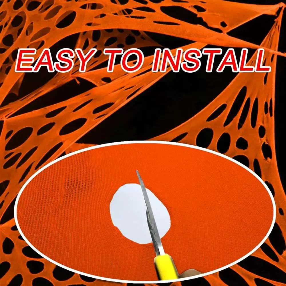 ديكور الهالوين الذي يستشعر للضوء، شبكة عنكبوت مرنة، شاش لحم البقر، شبكة جو - ديكور إضاءة الهالوين في الهواء الطلق