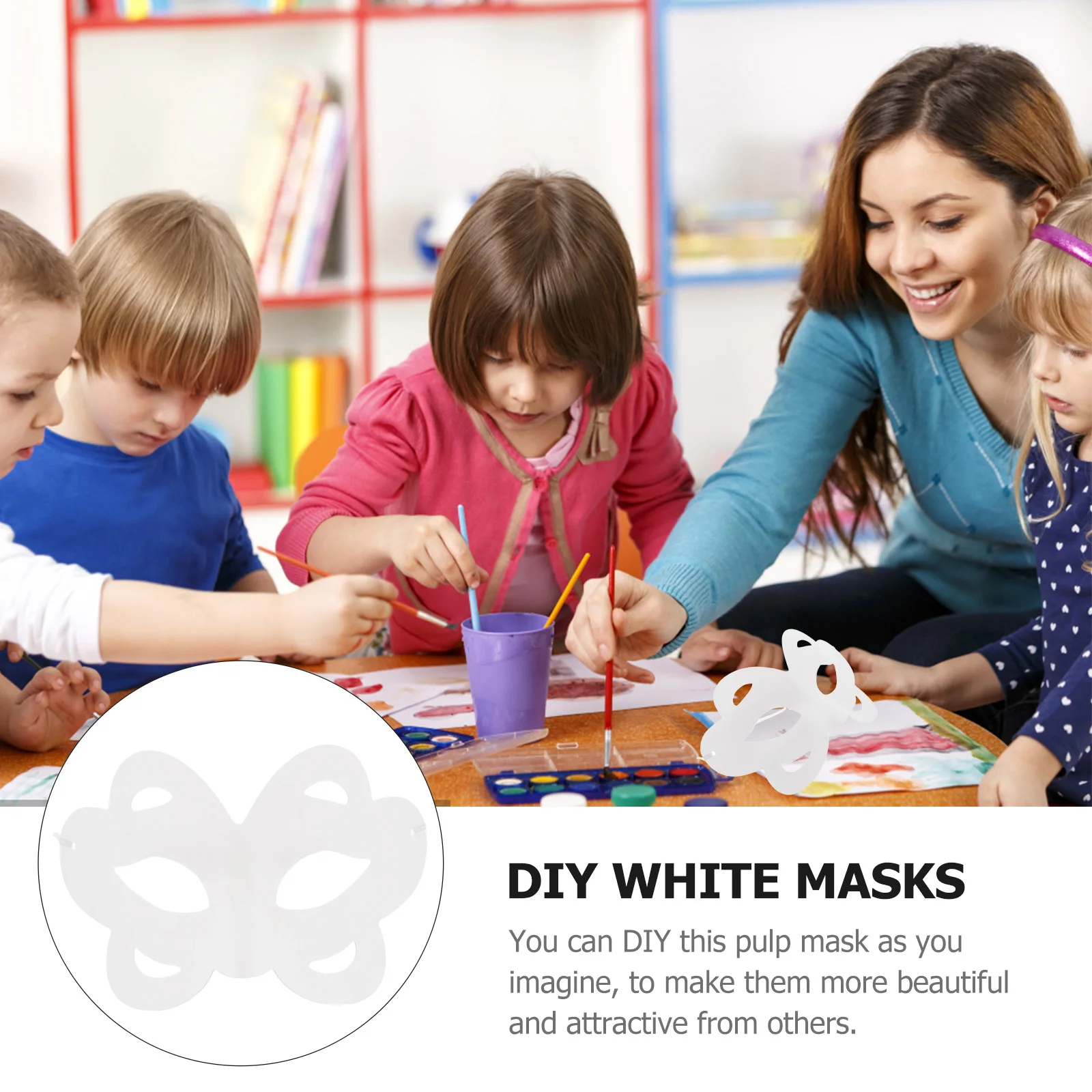

6pcs Paintable Blank Pulp Masks White Blank Pulp DIY Paintable Face Masks for Party Masquerade Cosplay Accessories