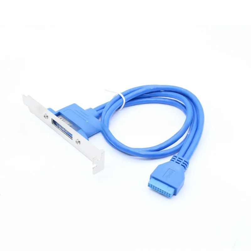 2 Ports USB 3.0 Female Back Panel To Motherboard 20pin Header Connector Cable Adapter with PCI Slot Plate Bracket 0.5m