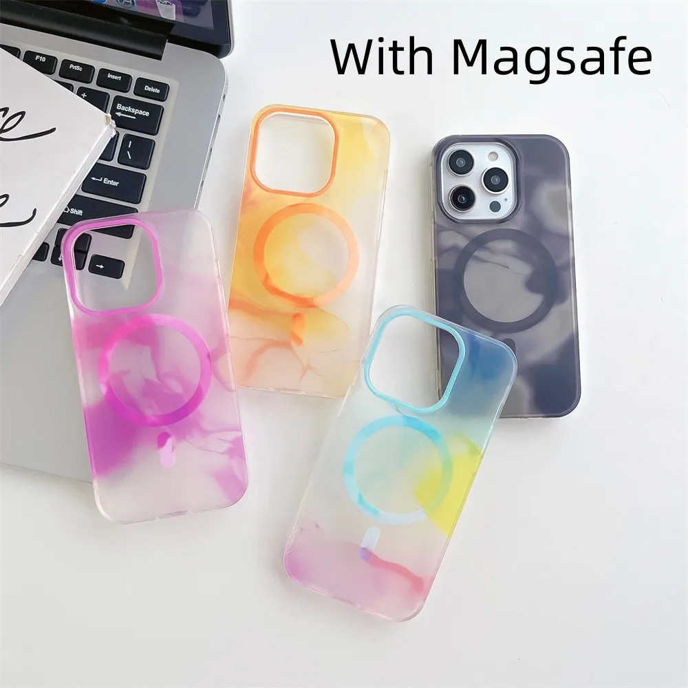 

Чехол акварельный для iPhone 14 Pro Max Plus 13 12, Чехол Для Magsafe, прозрачный милый чехол акварельный для женщин и девочек