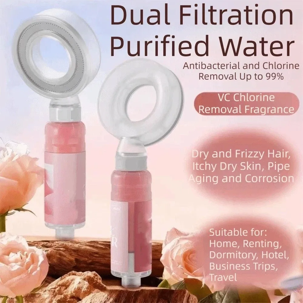 Built-in Water Filter Pressurized Shower Head Chlorine Removal Function Enhanced Water Flow Shower Head With Water Filter