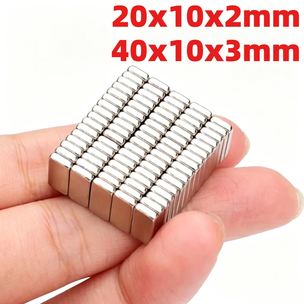 20x10x2mm / 40x10x3mm Flat Rectangular Magnetic Bars, Universal Magnetic Supplies For Kitchen, Warehouse, Note Fixing