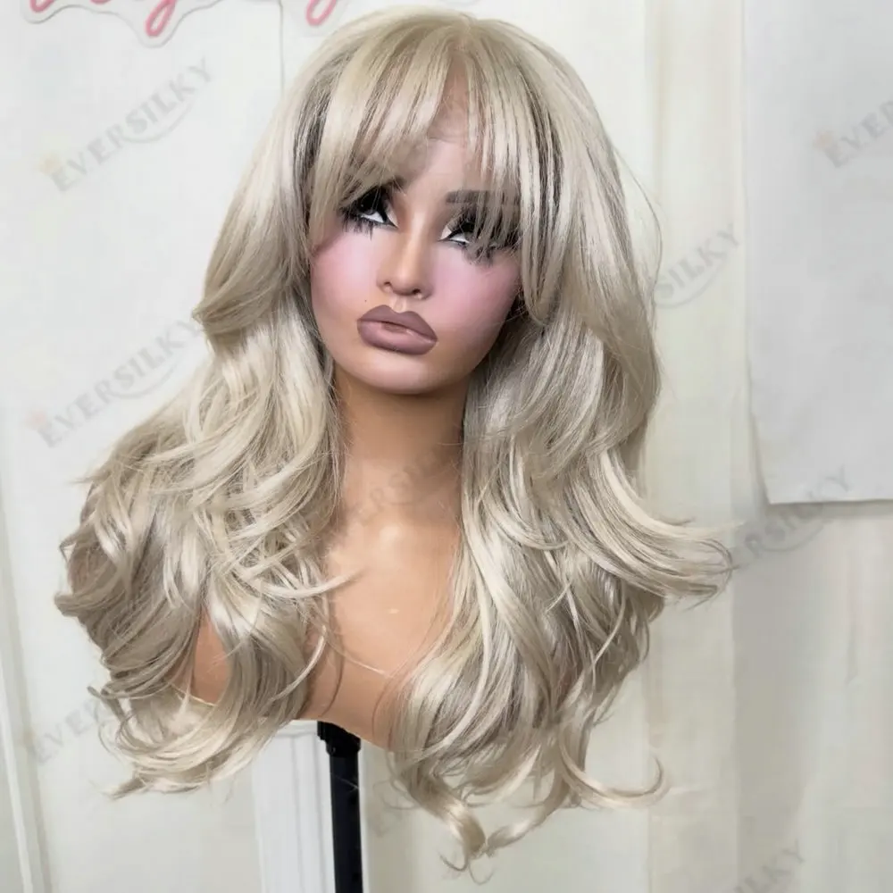 

Full Lace Wig Human Hair Remy European Hair Cream Blonde Slightly Wave 13x6 Lace Frontal Wigs for Women Transparent Lace Wigs