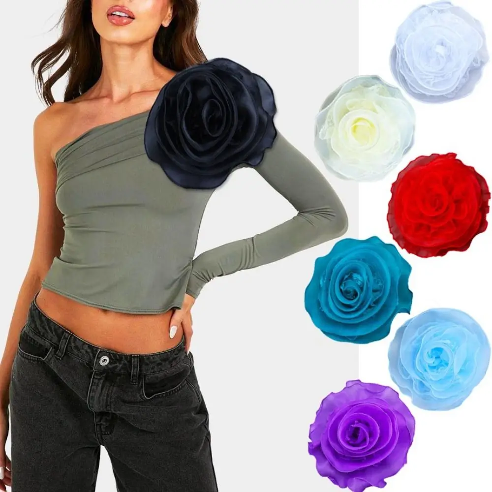 Handmade Rose Flower Brooch Multi-layer Yarn Clothing Dress Accessory Brooches Pin-Up Brooch 19CM Big Flower DIY