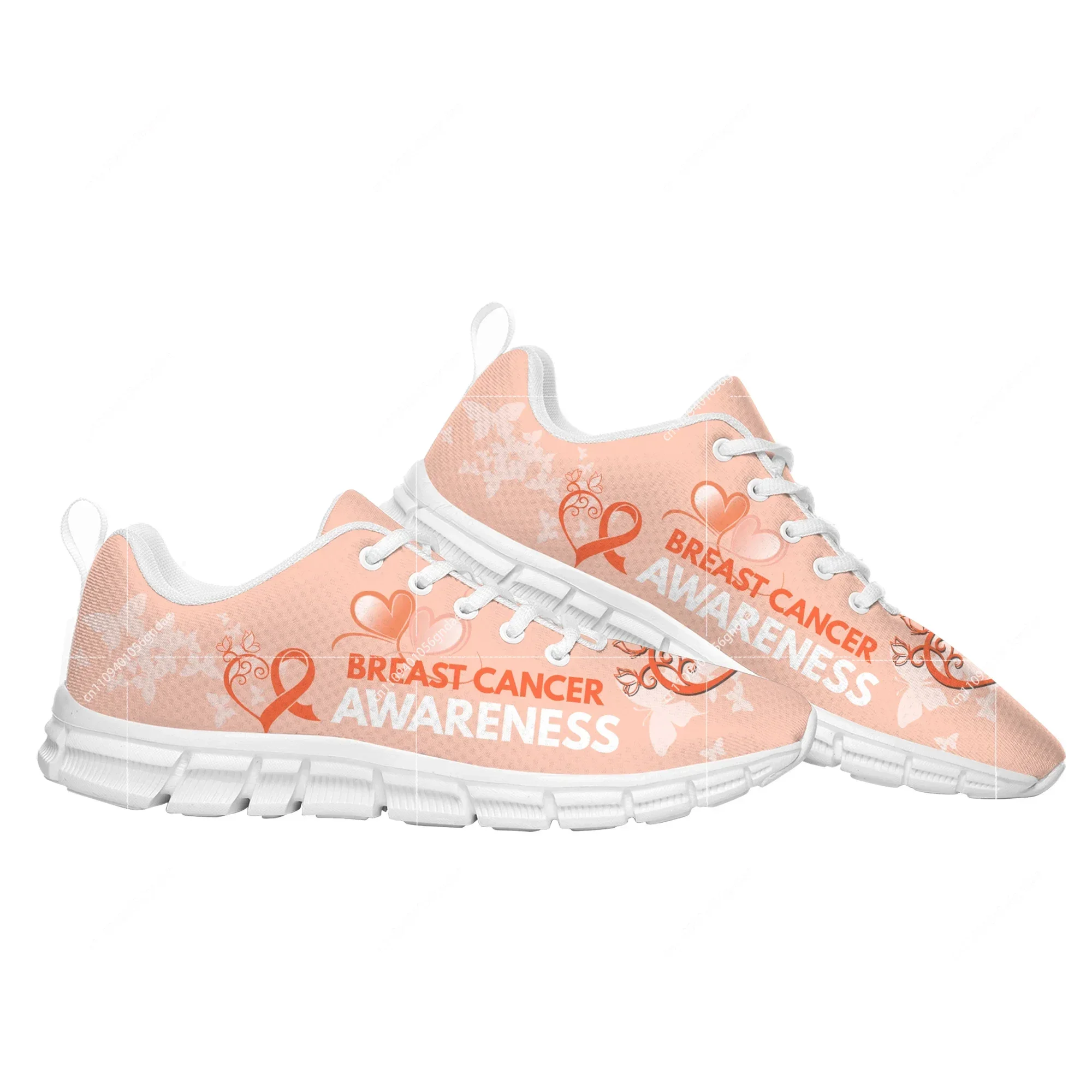 Breast Cancer Awareness Pink Ribbon Design Sports Custom Shoes Mens Womens Sneaker Tailor Made Couple Built Shoes view 3