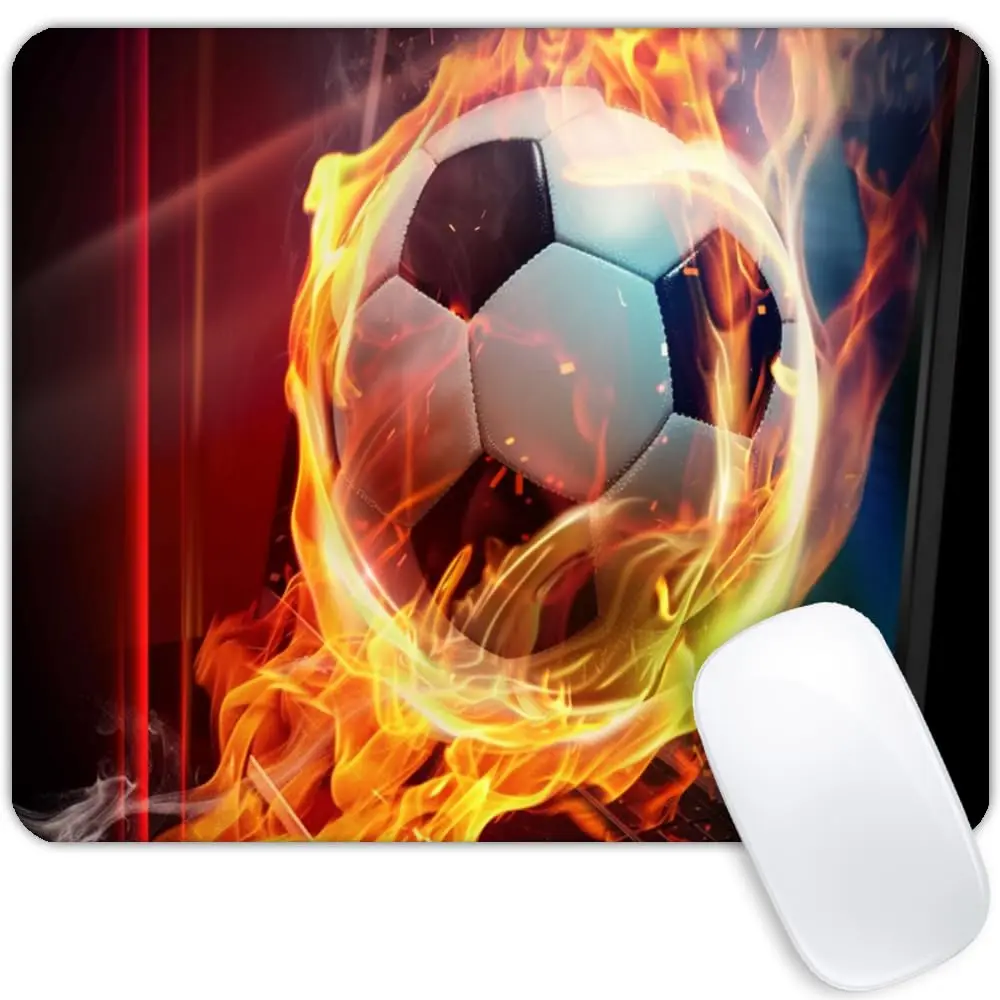 

Sport Lover Burning Soccer Printing Square Mouse Pads Lock Edge Gaming Mousepad Mouse Mat Keyboard Mats Desk Pad 22x18cm