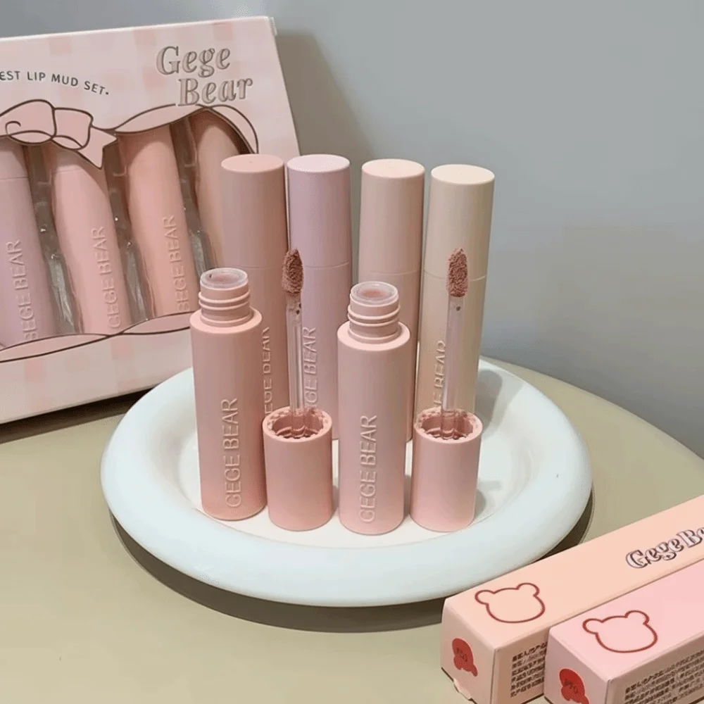 1/7Pc Long-Lasting Matte Velvet Matte Lipstick Dark Brown Nude Brown Lip Mud Gloss Non-stick Cup Waterproof Lips Tint for Women