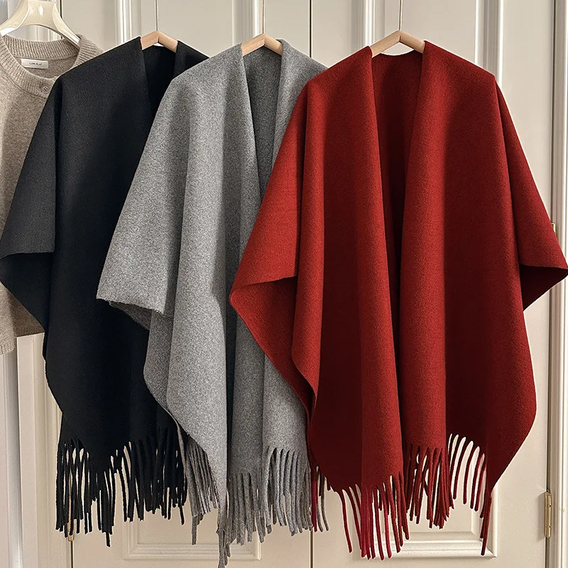 جديد شتاء دافئ المعطف الفاخرة تقليد أوشحة كشميرية الصلبة شال أنيق التفاف السيدات بطانية فولارد الباشمينا باندانا وشاح