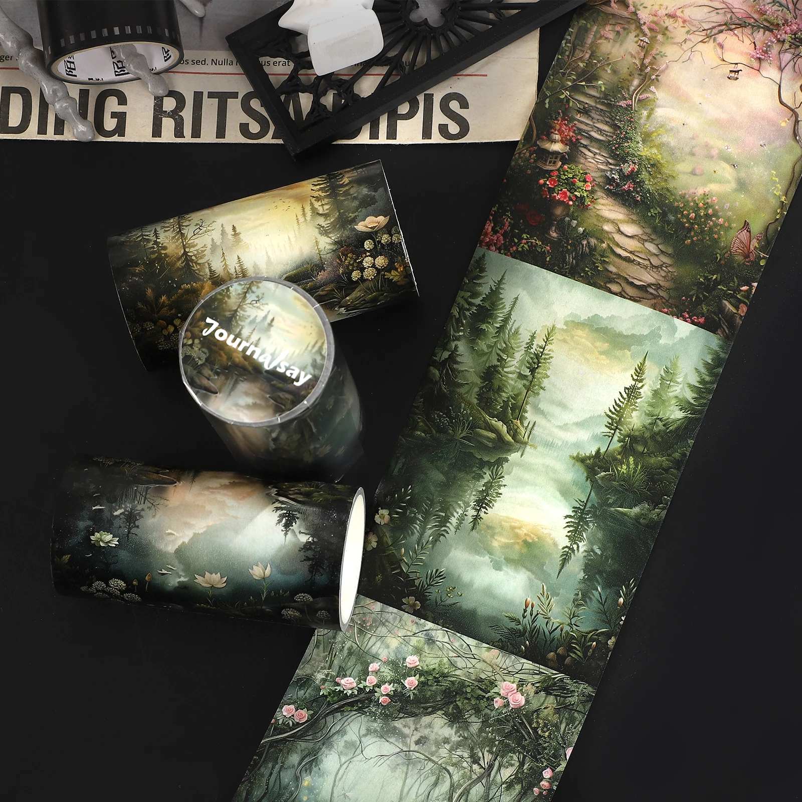 80mm * 200cm vintage fada floresta flor paisagem washi fita criativa diy diário material colagem scrapbook papelaria