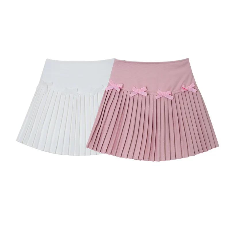 1pc 2026 Summer Teenager Girls JK Bow White Princess Pleated Skirt Short Mini Safety Pants Children Kids Fashion 4 8 10 12 Year