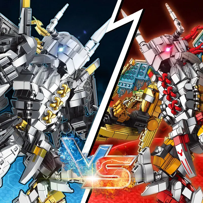 1300PCS Technical Cartoon Digimon Monsters Tyrannosaur Building Blocks War Mecha Robots Model Bricks Toys For Kids Adult Gift