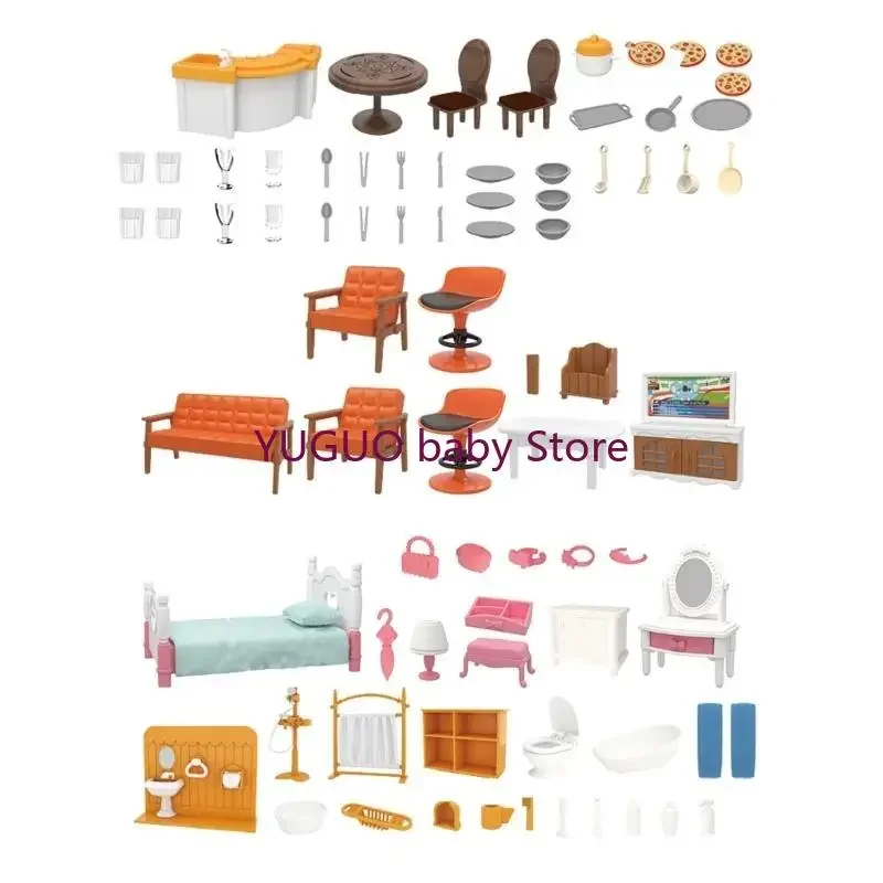 1/12 Scale Dollhouses Scene Displaying Furniture Set and Accessories for Dollhouses Decors Children Pretend Play Game Toy 15UB