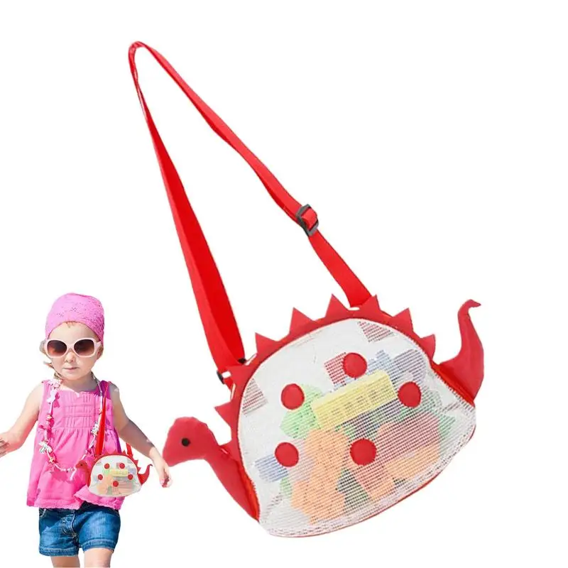 Shell Collecting Bag Dinosaur Shape Mesh Beach Bag With Adjustable Shoulder Strap Shelling Tools Luggage & Travel Gear Swimming