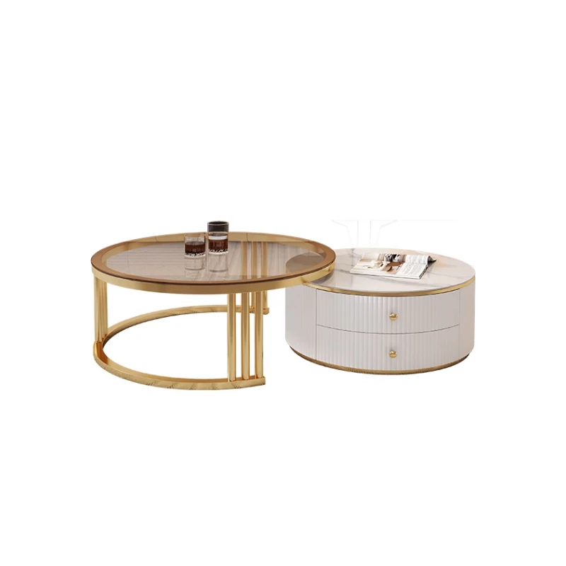 

Large and small apartment living room for home use, large and small round rock slab coffee table