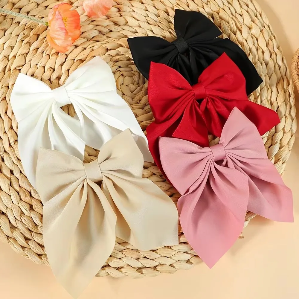 5Piece Mixed Color Ribbon Bow Girls Hair Clips Elegant Solid Color Bow Hair Accessories Hair Clips for Girls Headwear