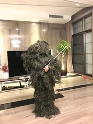 child Tactical Sniper Universal Camouflage Suits Woodland Clothes Adjustable Size Ghillie Suit For Hunting  Set Kits new