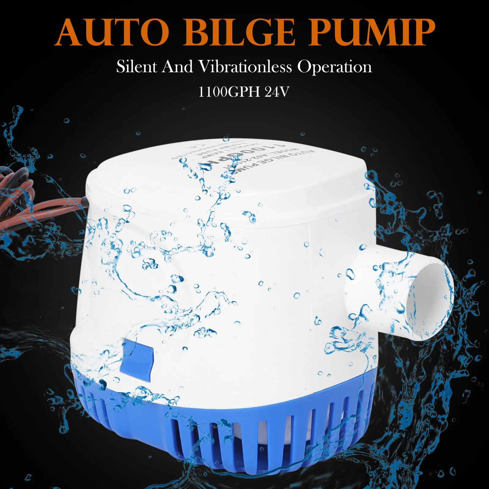 

24V 1100Gph Premium Automatic Submersible Bilge Pump with Built-in Float Reed Sensor for Boats Marine Fishing Caravans Pools