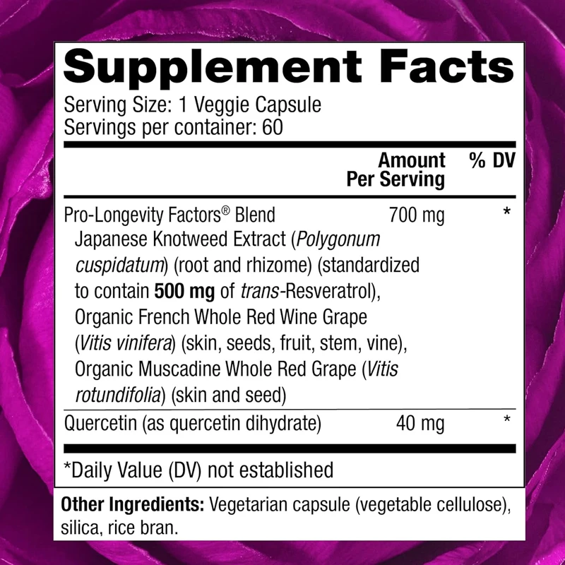 Resveratrol 500mg, heart and cell health supplement, supports healthy aging and immune system, 60 capsules