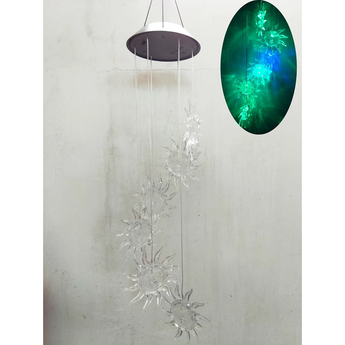 

Wind Chimes Sunflower Light LED Solar Hanging Lights Chandelier Mobile Spinner Lamp